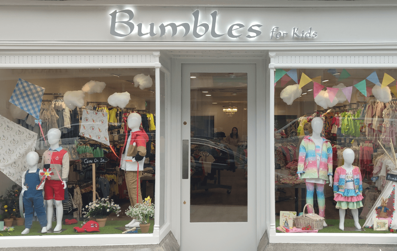 Bumbles. banner visual merchanding summer window dispaly louth