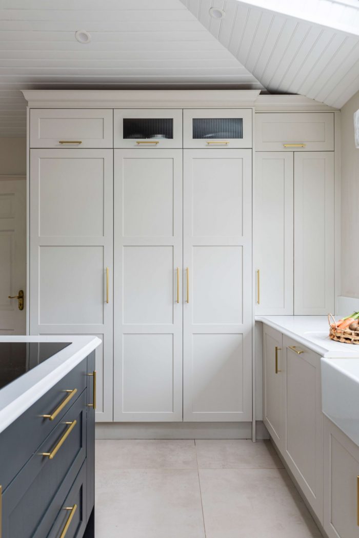 A contemporary kitchen design pantry interior. Interior designers